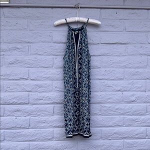 Max Studio Navy & Teal Patterned Halter Mini Dress